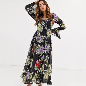ASOS DESIGN wrap maxi dress with frills NWT US8